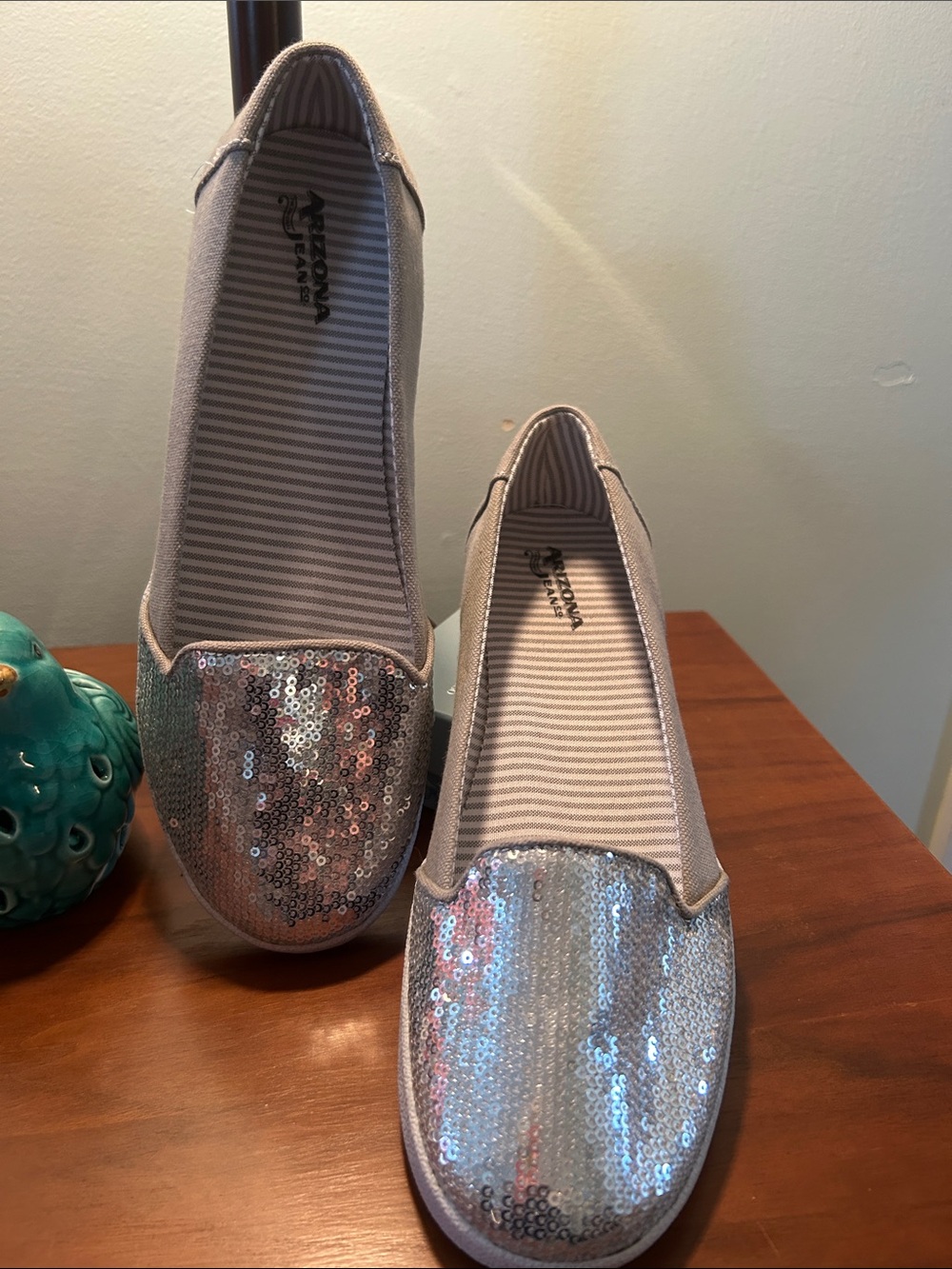 Arizona Jean Company Sequin Slip-On Flats in Pink and Silver